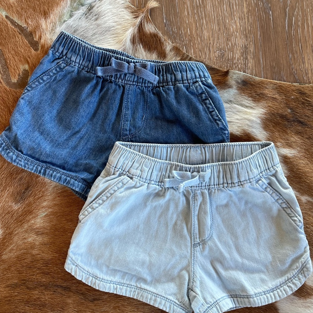 The Children’s Place .. Girls' Elastic Waist Denim Shorts - Blue & Light Blue